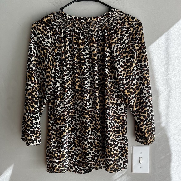 Westport Animal Print Blouse Size Small Long Sleeve Polyester Chic Classic - Picture 3 of 8